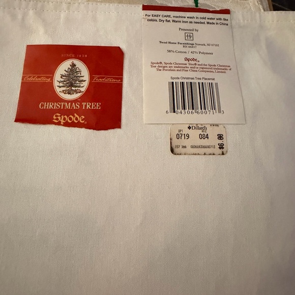 Vintage Spode Christmas Tree Fabric 6 Piece Placemat Set White Large Table - Picture 4 of 4